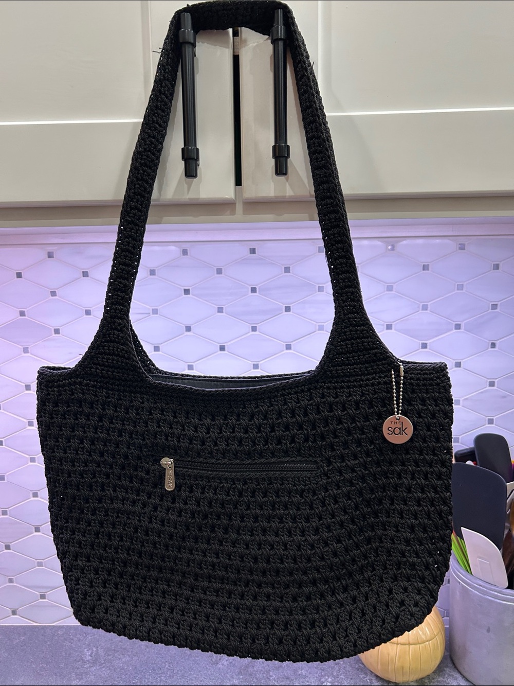 The Sak Black Crochet Purse Bag Shoulder Boho